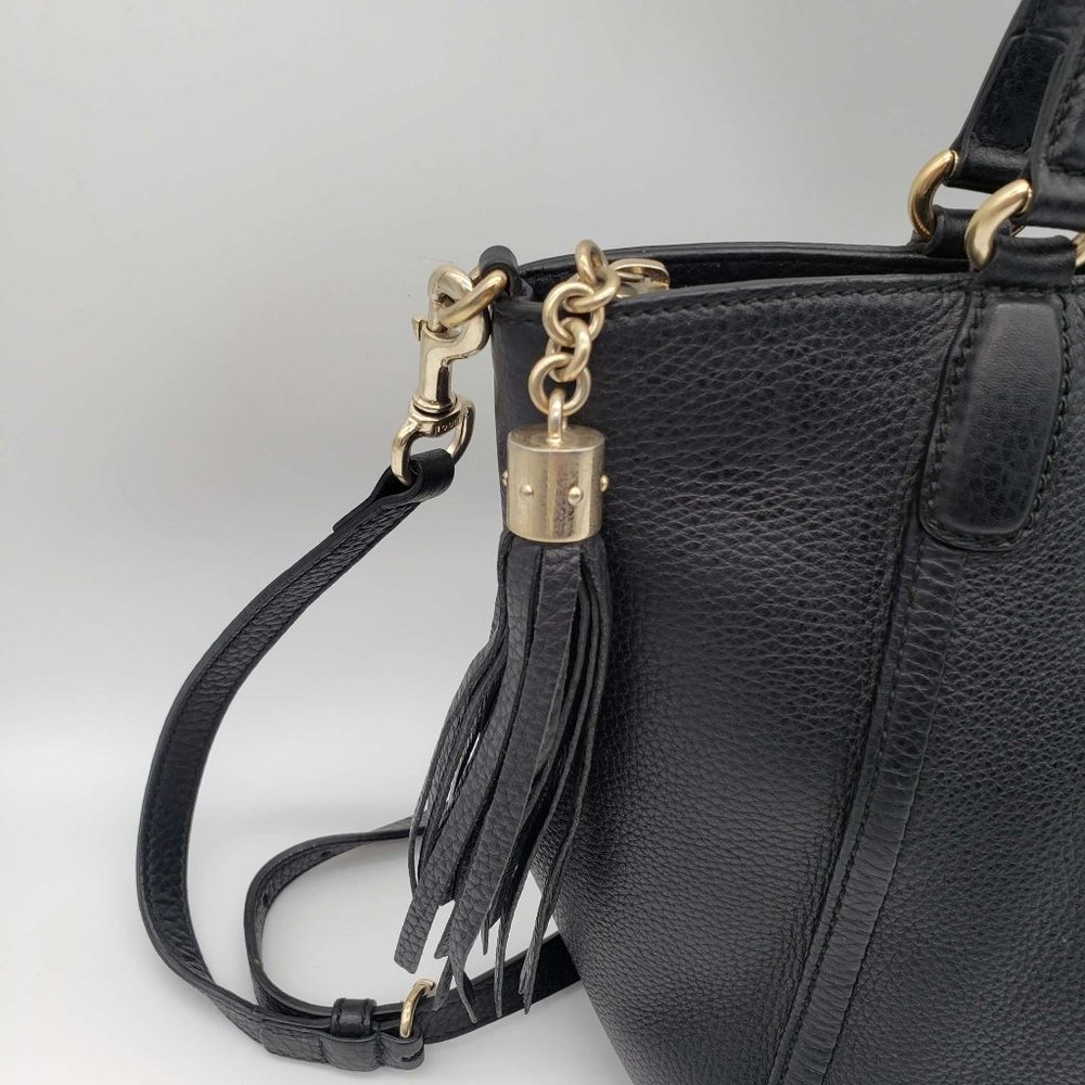 100% Authentic Gucci GG Soho Black Leather Shoulder Bag - Picture 9 of 16